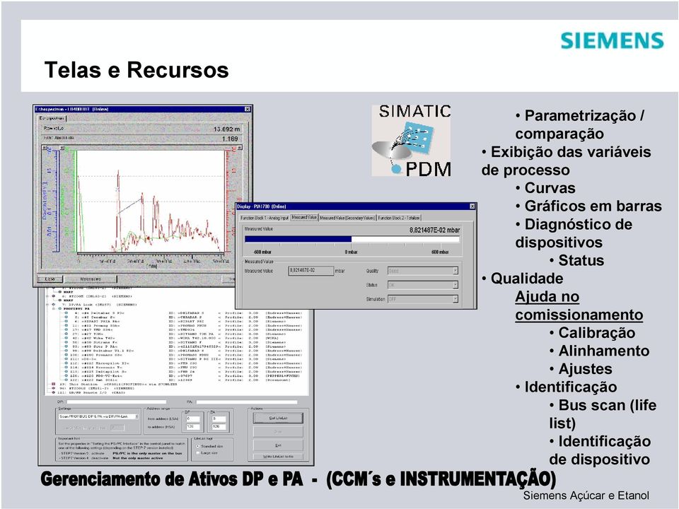 Status Qualidade Ajuda no comissionamento Calibração Alinhamento