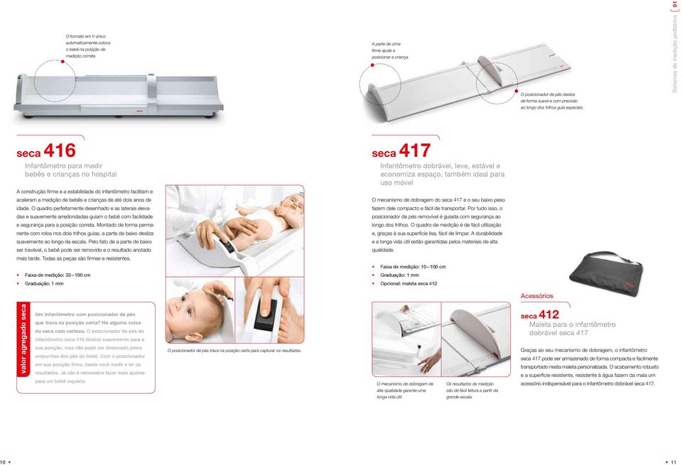 Sistemas de medição pediátrica 01 seca 416 Infantômetro para medir bebês e crianças no hospital seca 417 Infantômetro dobrável, leve, estável e economiza espaço, também ideal para uso móvel A