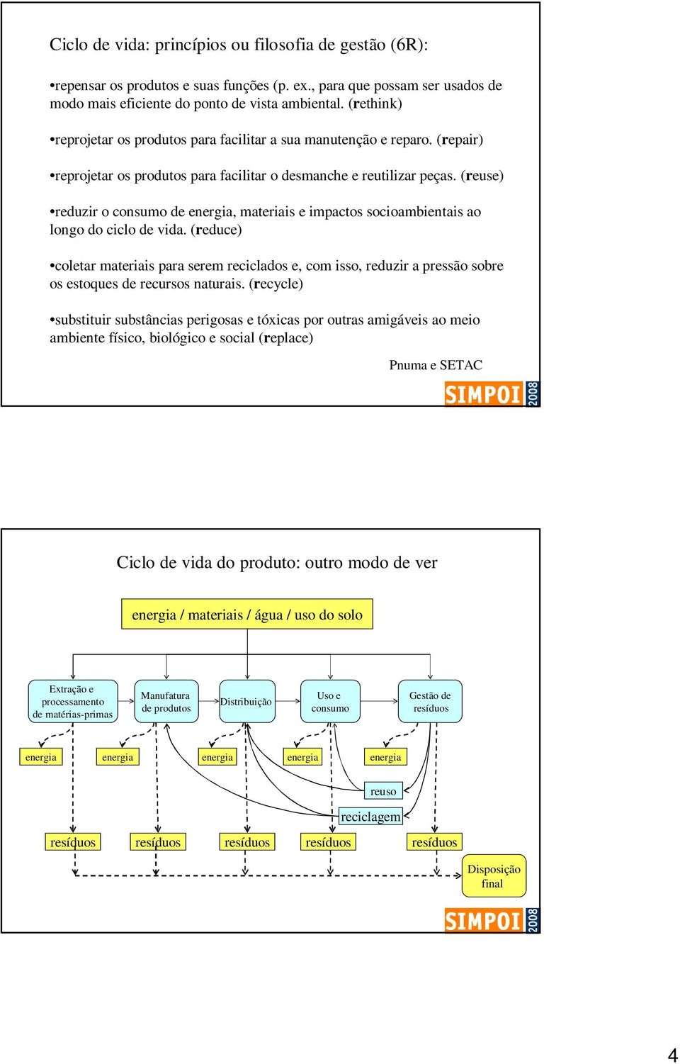 (reuse) reduzir o consumo de energia, materiais e impactos socioambientais ao longo do ciclo de vida.