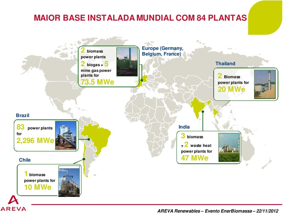 5 MWe Europe (Germany, Belgium, France) Thailand 2 Biomass power plants for 20