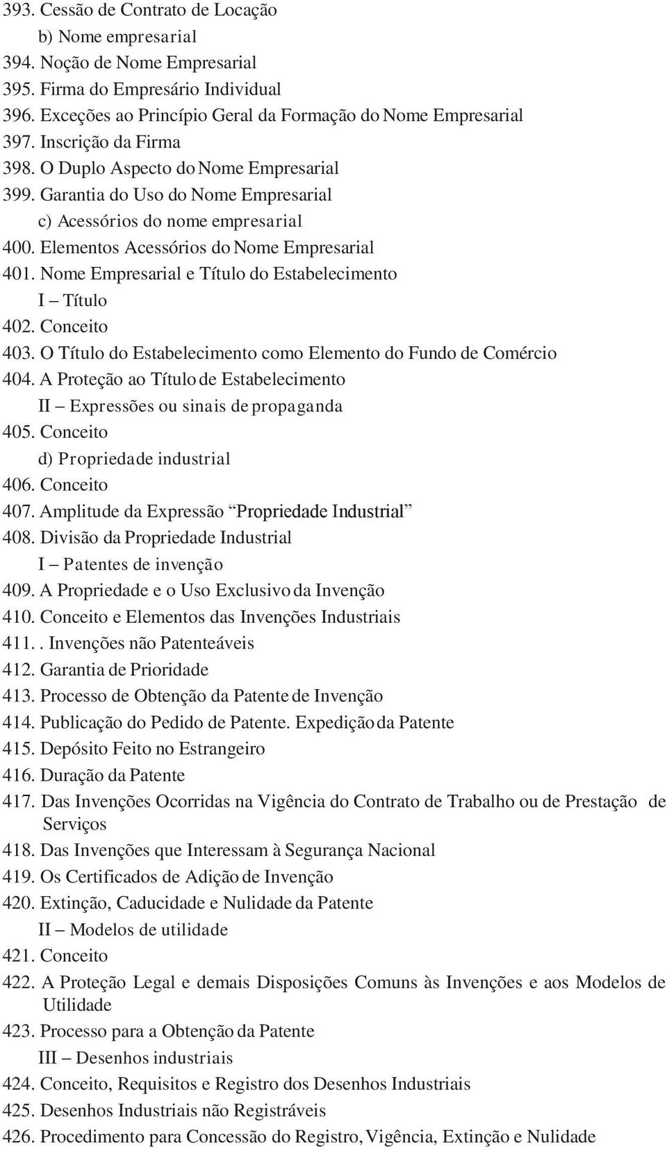 Nome Empresarial e Título do Estabelecimento I Título 402. Conceito 403. O Título do Estabelecimento como Elemento do Fundo de Comércio 404.