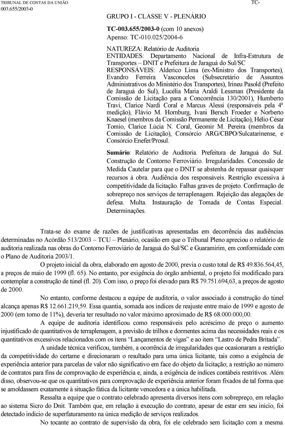 Transportes), Evandro Ferreira Vasconcelos (Subsecretário de Assuntos Administrativos do Ministério dos Transportes), Irineu Pasold (Prefeito de Jaraguá do Sul), Lucélia Maria Araldi Lessman