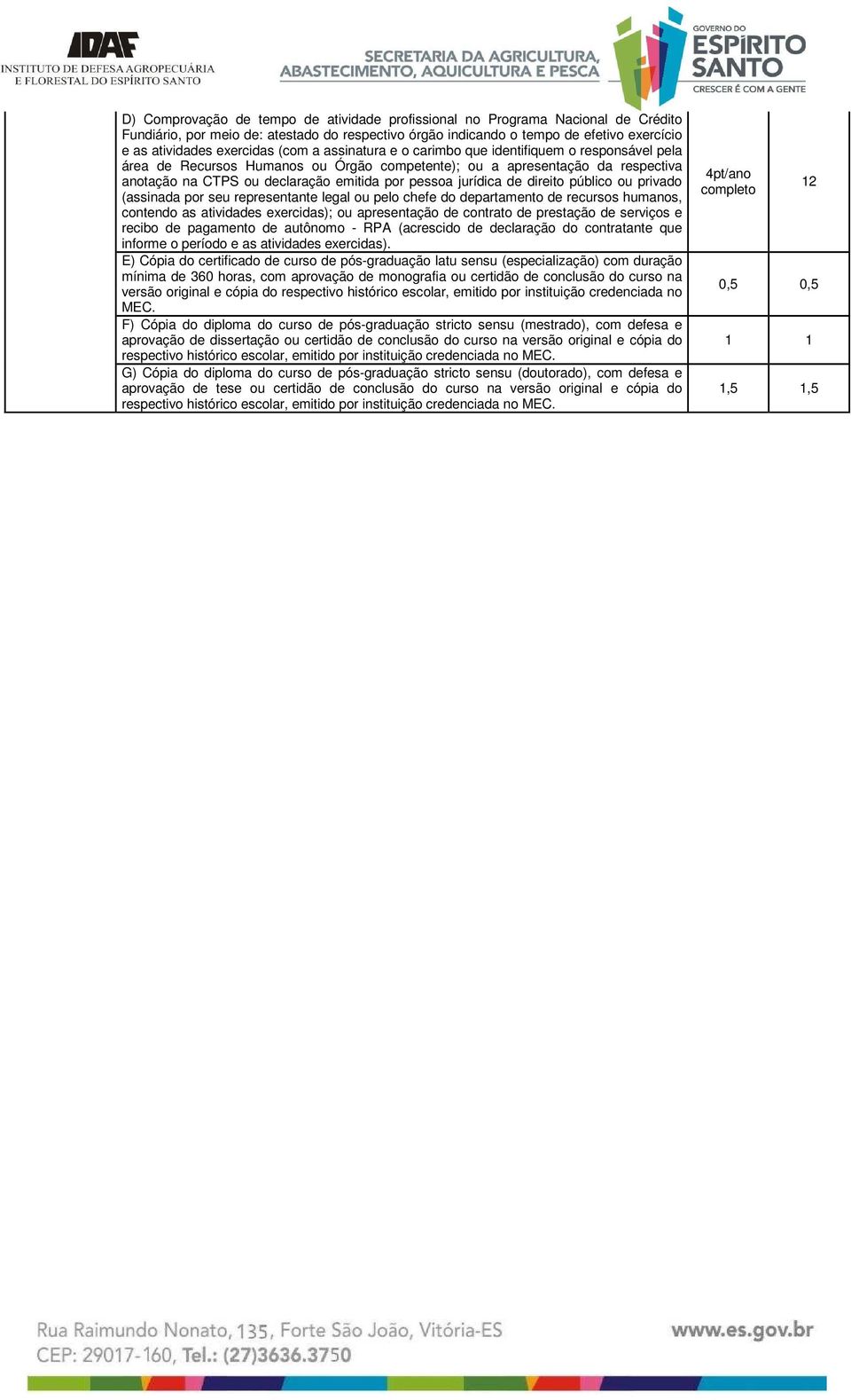 jurídica de direito público ou privado (assinada por seu representante legal ou pelo chefe do departamento de recursos humanos, contendo as atividades exercidas); ou apresentação de contrato de