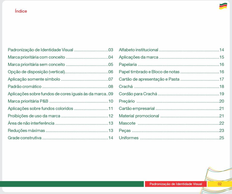 ..12 Área de não interferência...13 Reduções máximas...13 Grade construtiva...14 Alfabeto institucional...14 Aplicações da marca...15 Papelaria.