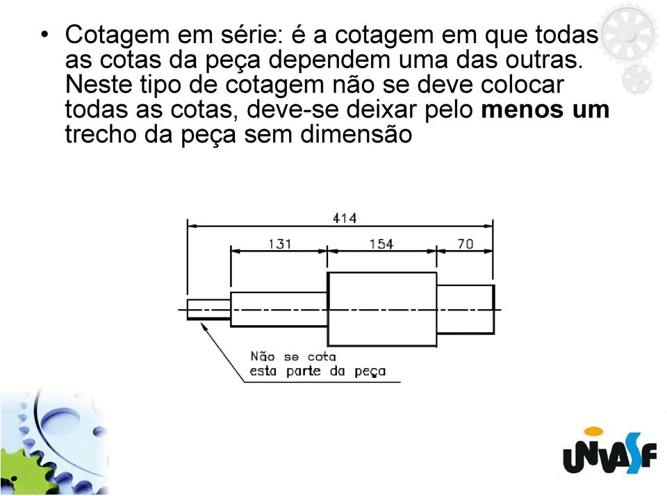 Neste tipo de cotagem não se deve colocar todas