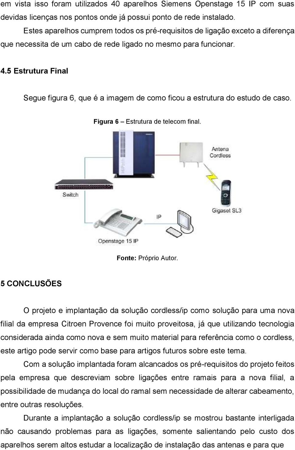 5 Estrutura Final Segue figura 6, que é a imagem de como ficou a estrutura do estudo de caso. Figura 6 Estrutura de telecom final. Fonte: Próprio Autor.