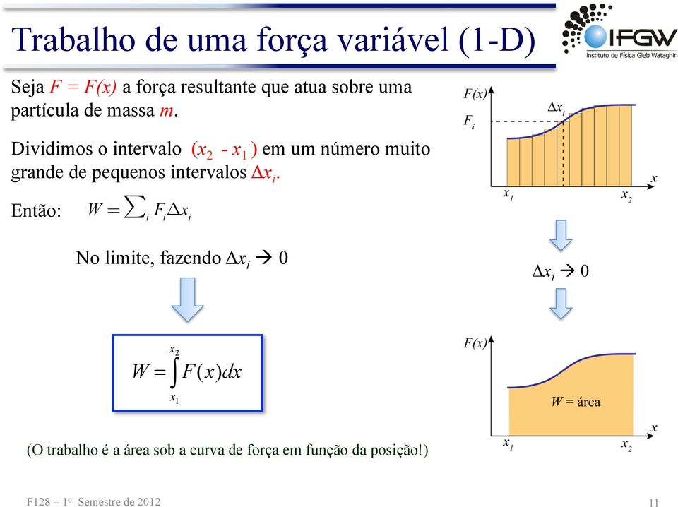 Dividimos o intervalo ( - 1 ) em um número muito grande de pequenos intervalos Δ i.