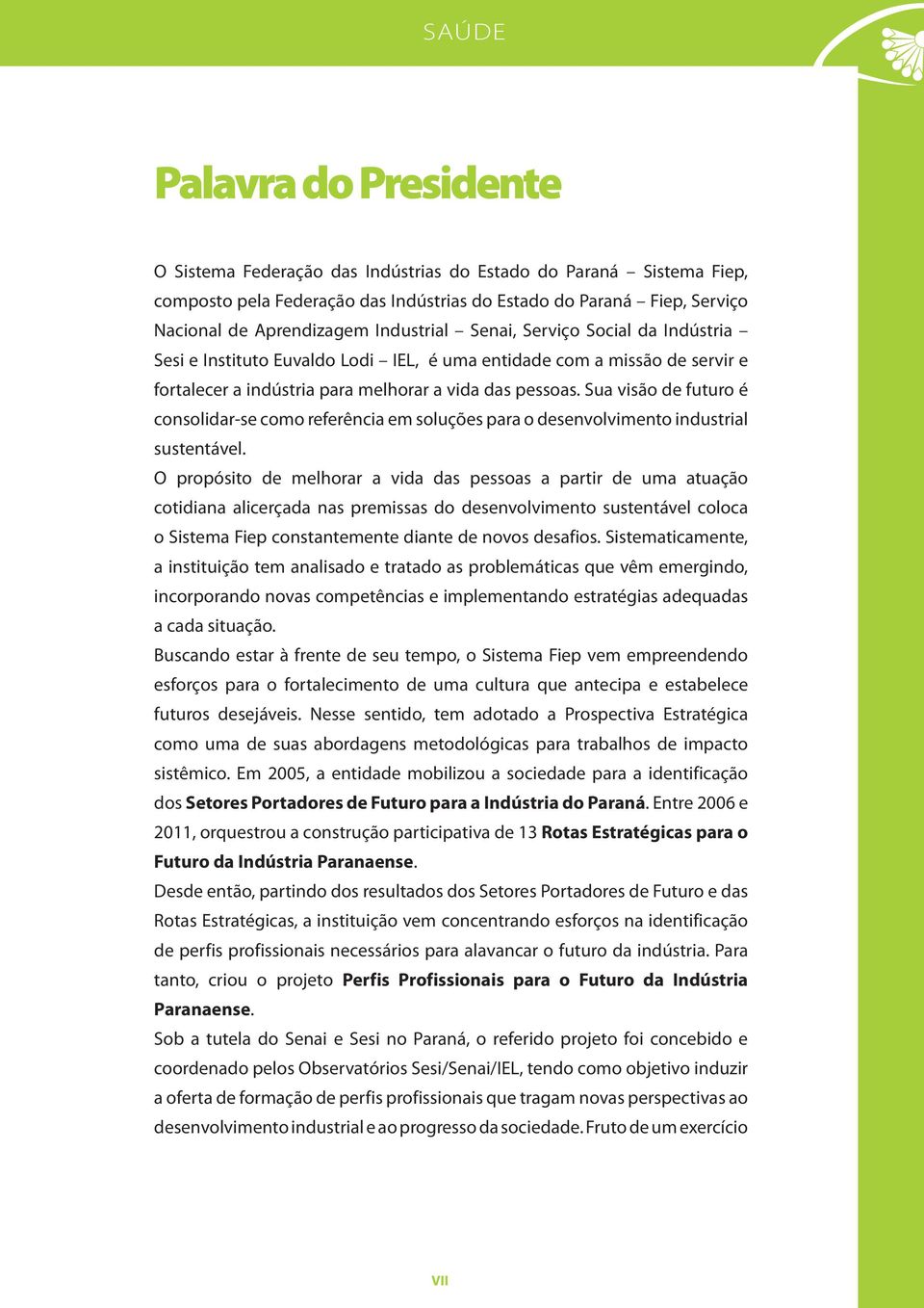 Sua visão de futuro é consolidar-se como referência em soluções para o desenvolvimento industrial sustentável.