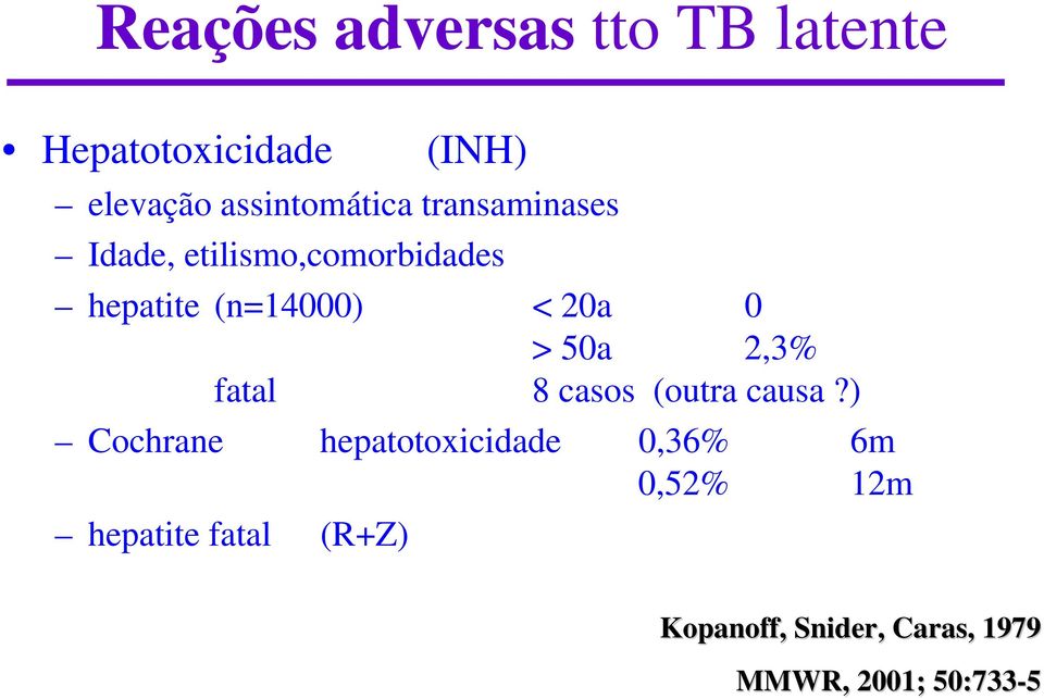 < 20a 0 > 50a 2,3% fatal 8 casos (outra causa?