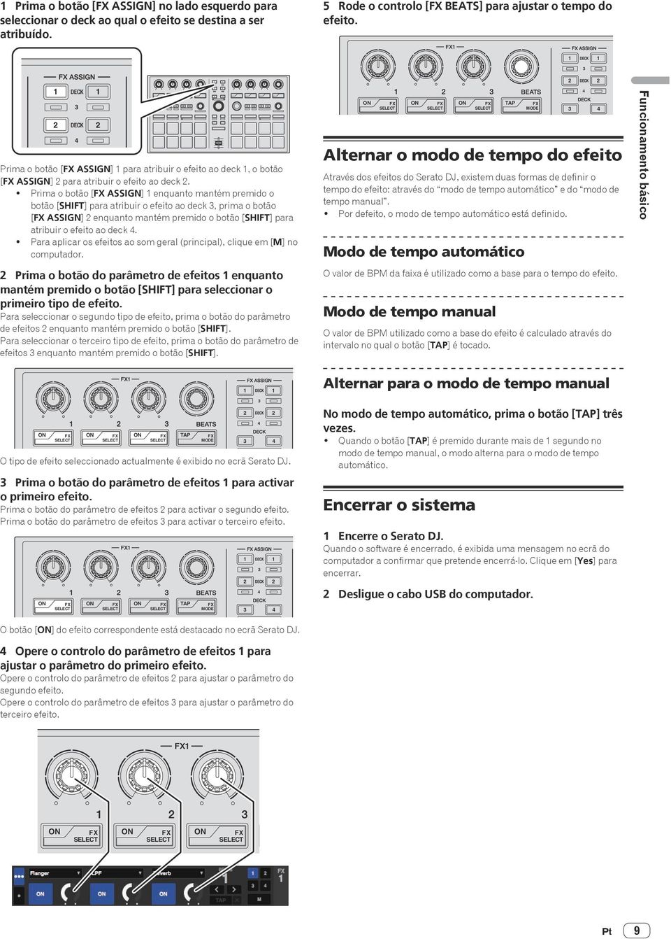 ! Prima o botão [ ASSIGN] enquanto mantém premido o botão [SHIFT] para atribuir o efeito ao deck, prima o botão [ ASSIGN] enquanto mantém premido o botão [SHIFT] para atribuir o efeito ao deck.