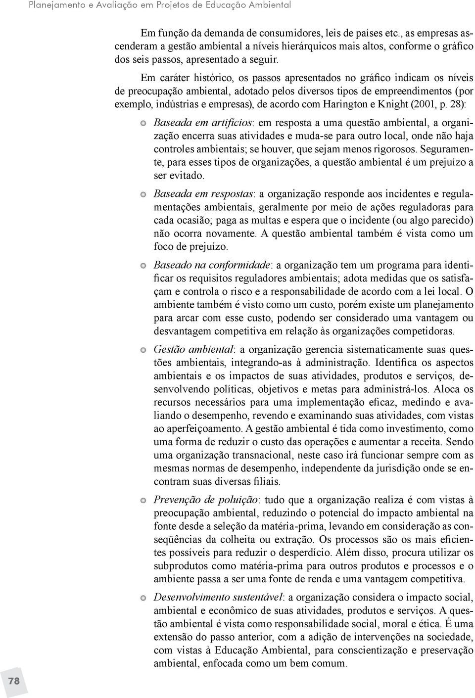 Em caráter histórico, os passos apresentados no gráfico indicam os níveis de preocupação ambiental, adotado pelos diversos tipos de empreendimentos (por exemplo, indústrias e empresas), de acordo com