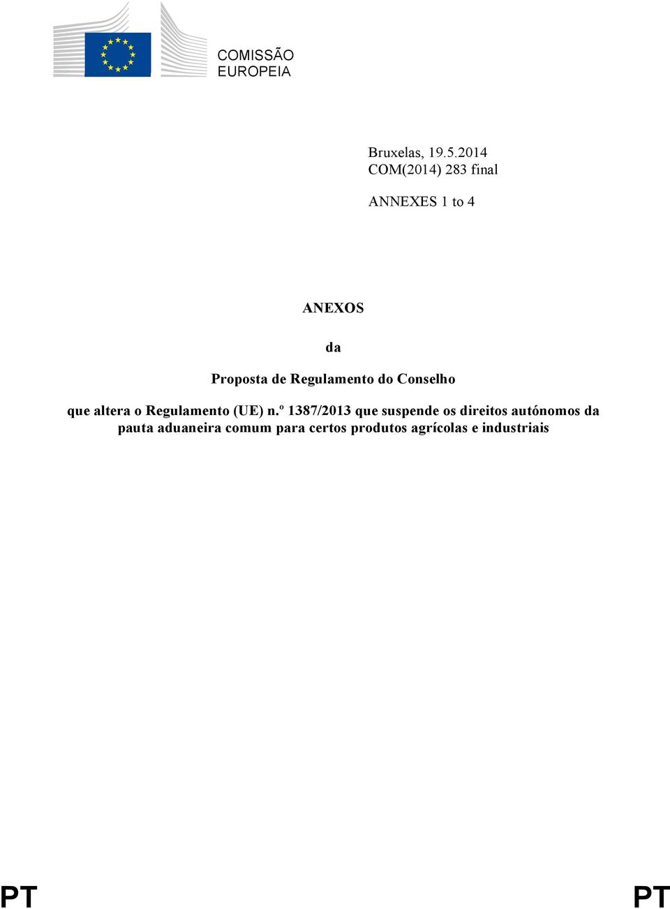 Regulamento do Conselho que altera o Regulamento (UE) n.