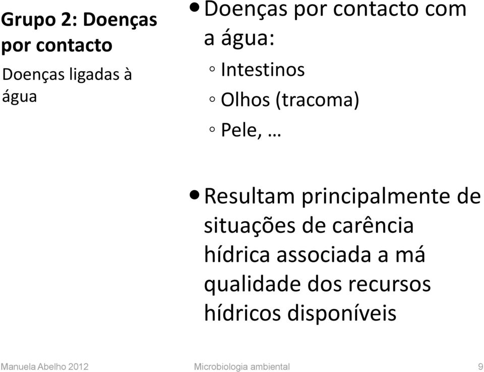 principalmente de situações de carência hídrica associada a má