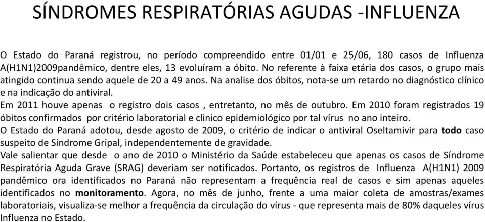 Em 2011 houve apenas o registro dois casos, entretanto, no mês de outubro.