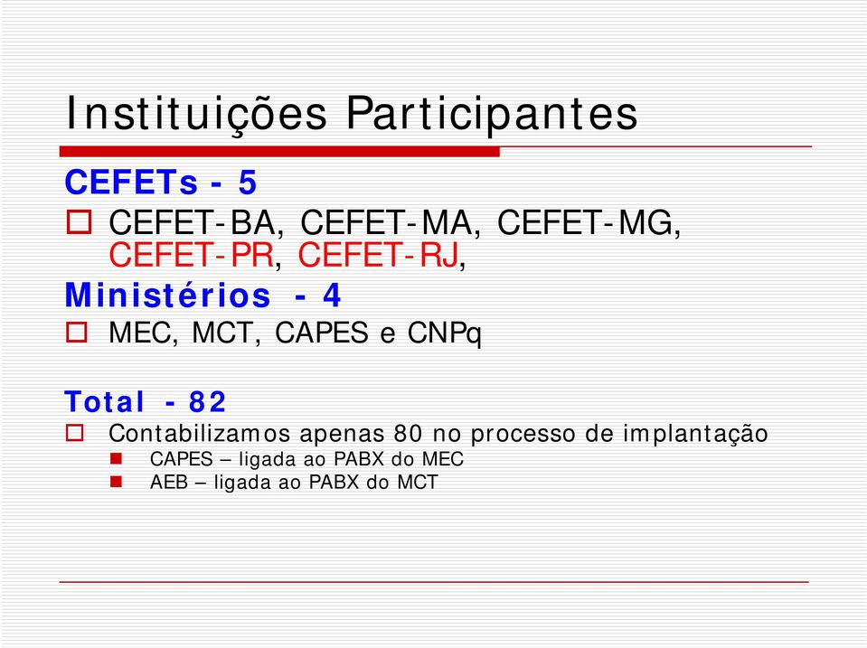 CAPES e CNPq Total - 82 Contabilizamos apenas 80 no processo