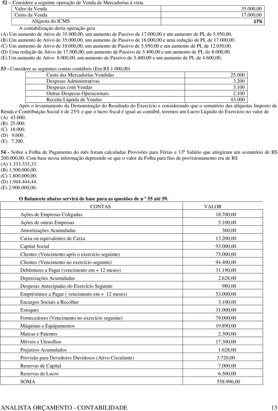 000,00, um aumento de Passivo de 18.000,00 e uma redução de PL de 17.000,00. (C) Um aumento de Ativo de 18.000,00, um aumento de Passivo de 5.950,00 e um aumento de PL de 12.050,00.