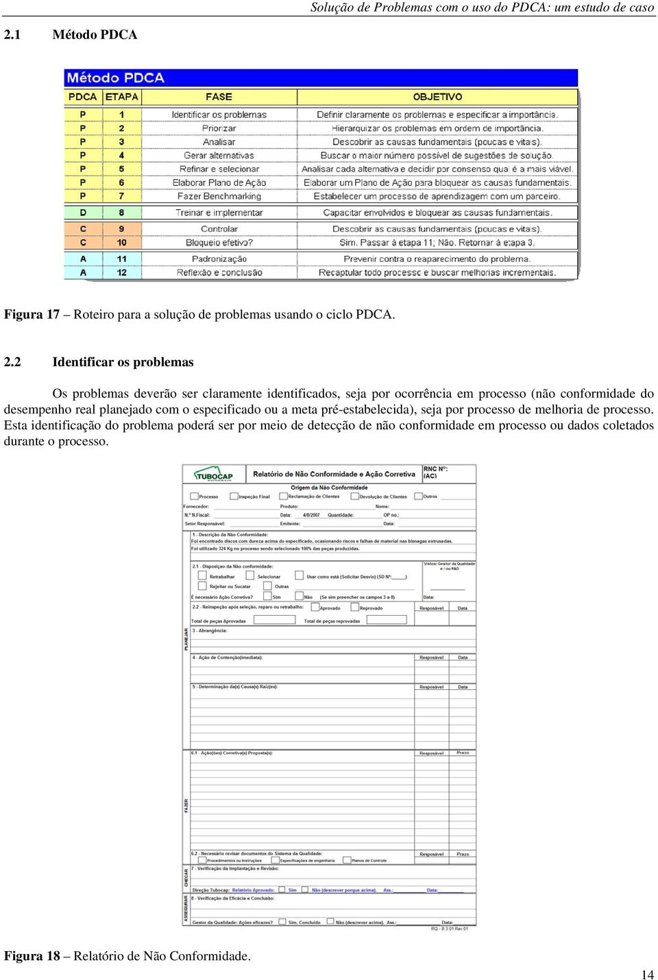 do desempenho real planejado com o especificado ou a meta pré-estabelecida), seja por processo de melhoria de processo.