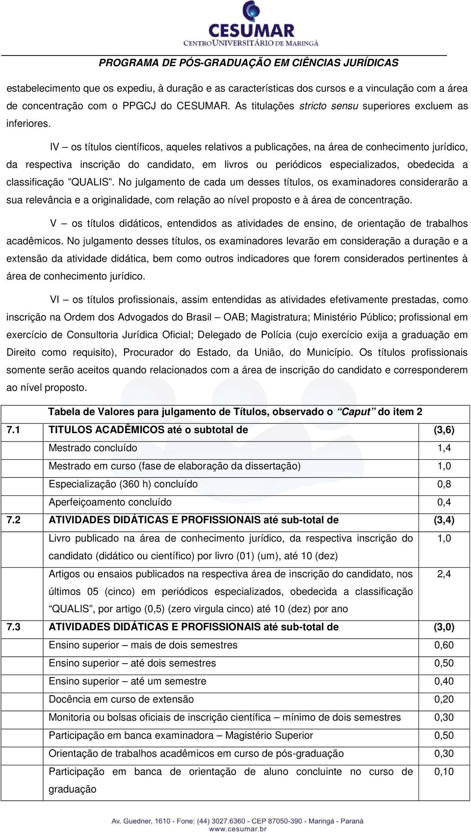 IV os títulos científicos, aqueles relativos a publicações, na área de conhecimento jurídico, da respectiva inscrição do candidato, em livros ou periódicos especializados, obedecida a classificação