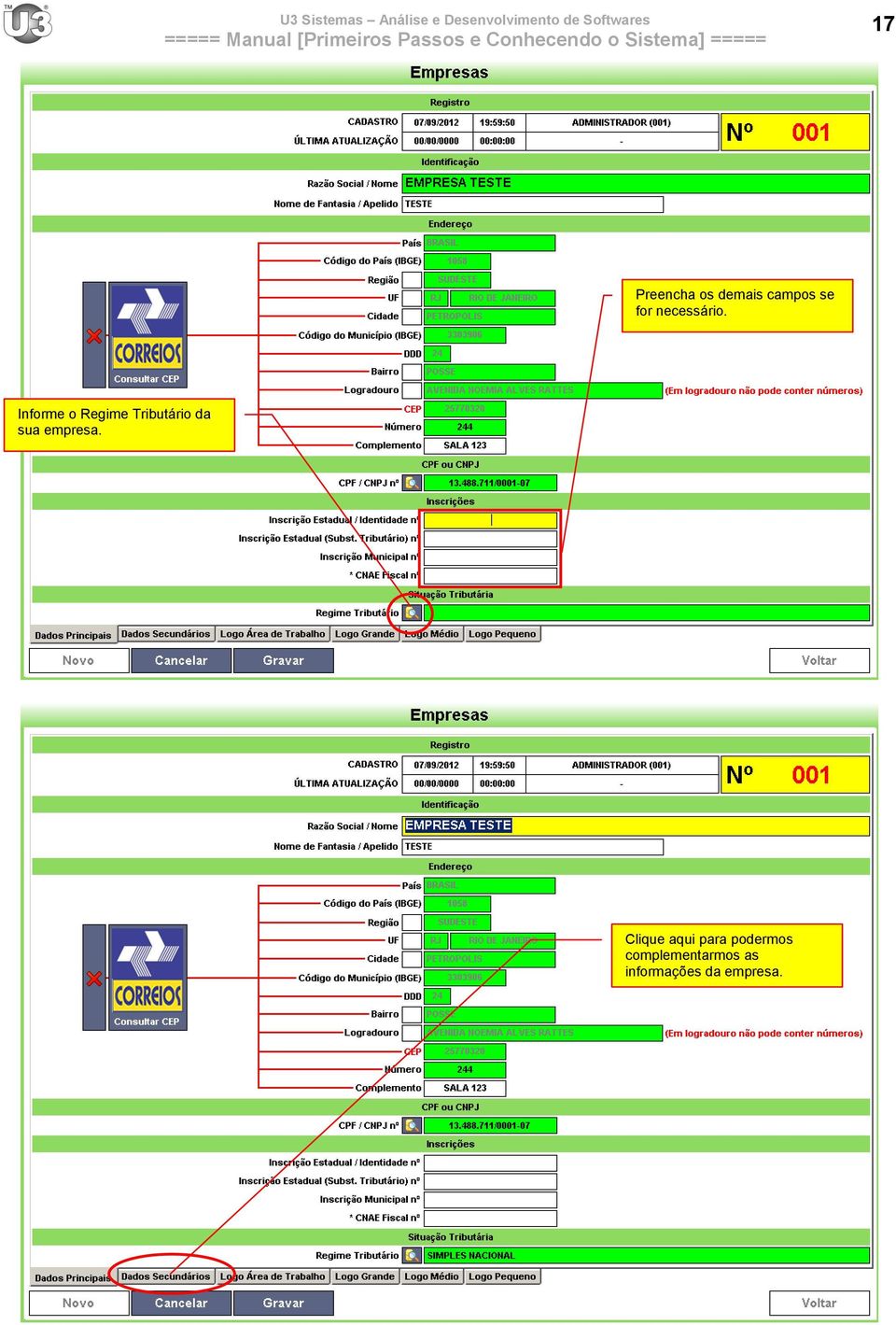 Informe o Regime Tributário da sua