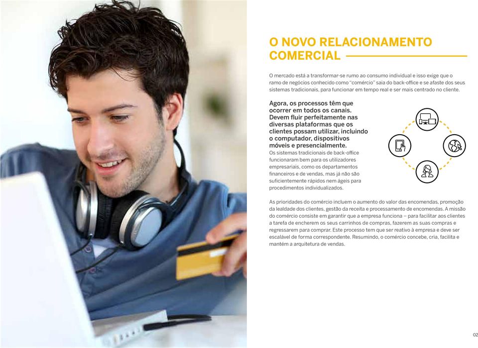 Devem fluir perfeitamente nas diversas plataformas que os clientes possam utilizar, incluindo o computador, dispositivos móveis e presencialmente.