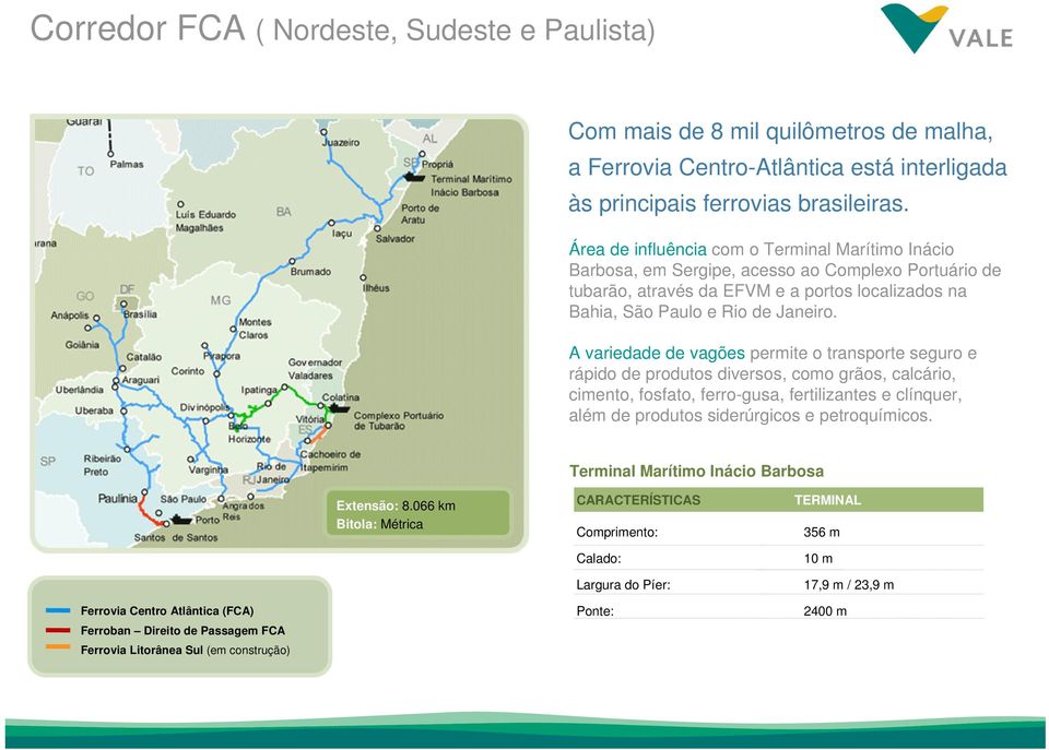 A variedade de vagões permite o transporte seguro e rápido de produtos diversos, como grãos, calcário, cimento, fosfato, ferro-gusa, fertilizantes e clínquer, além de produtos siderúrgicos e