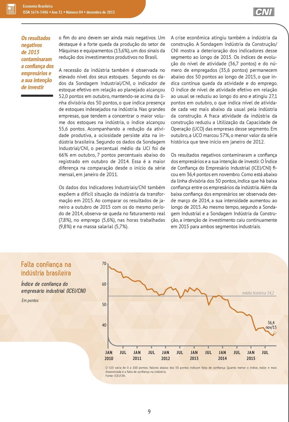 A recessão da indústria também é observada no elevado nível dos seus estoques.