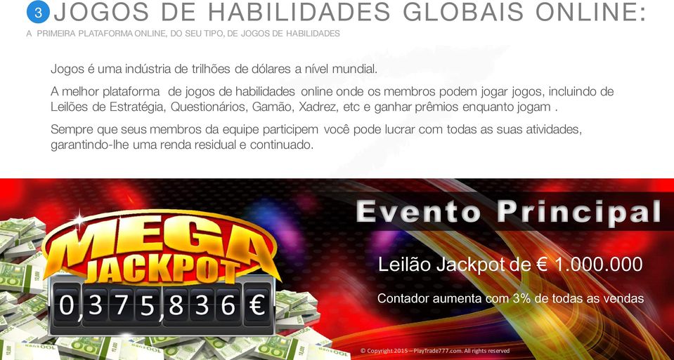 A melhor plataforma de jogos de habilidades online onde os membros podem jogar jogos, incluindo de Leilões de Estratégia, Questionários, Gamão, Xadrez, etc e