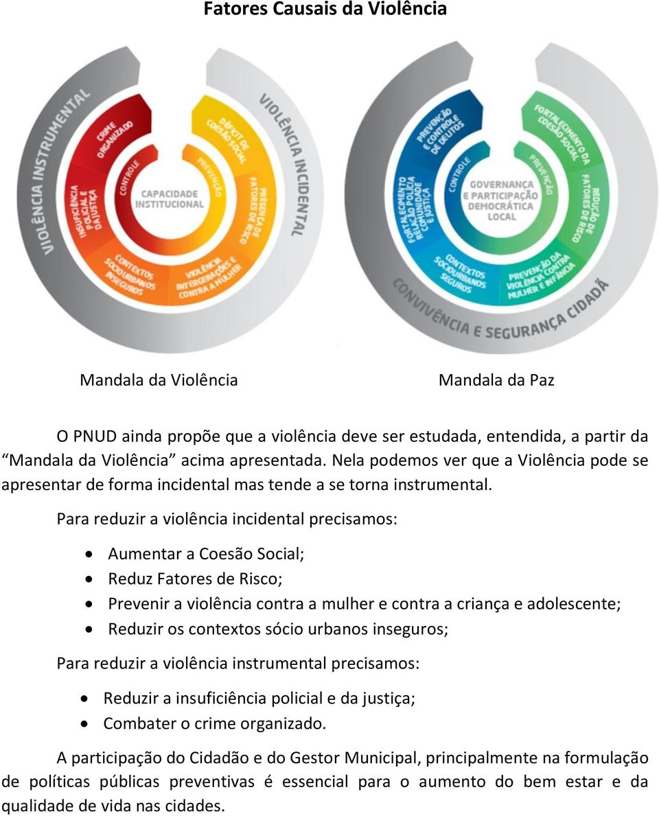 Para reduzir a violência incidental precisamos: Aumentar a Coesão Social; Reduz Fatores de Risco; Prevenir a violência contra a mulher e contra a criança e adolescente; Reduzir os contextos sócio