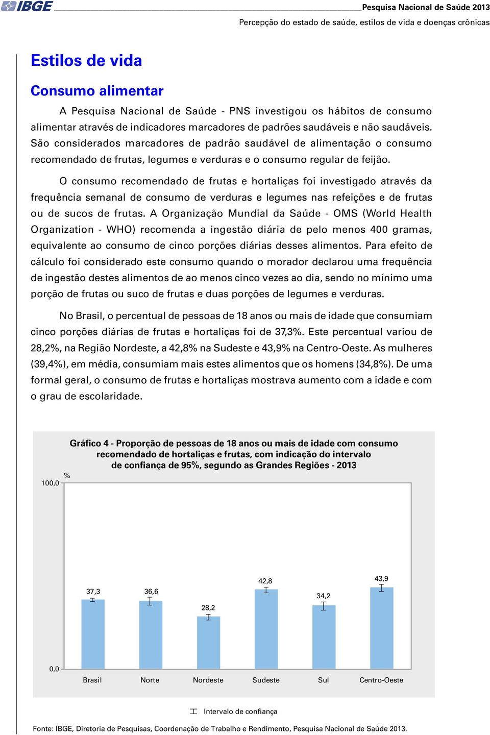 São considerados marcadores de padrão saudável de alimentação o consumo recomendado de frutas, legumes e verduras e o consumo regular de feijão.