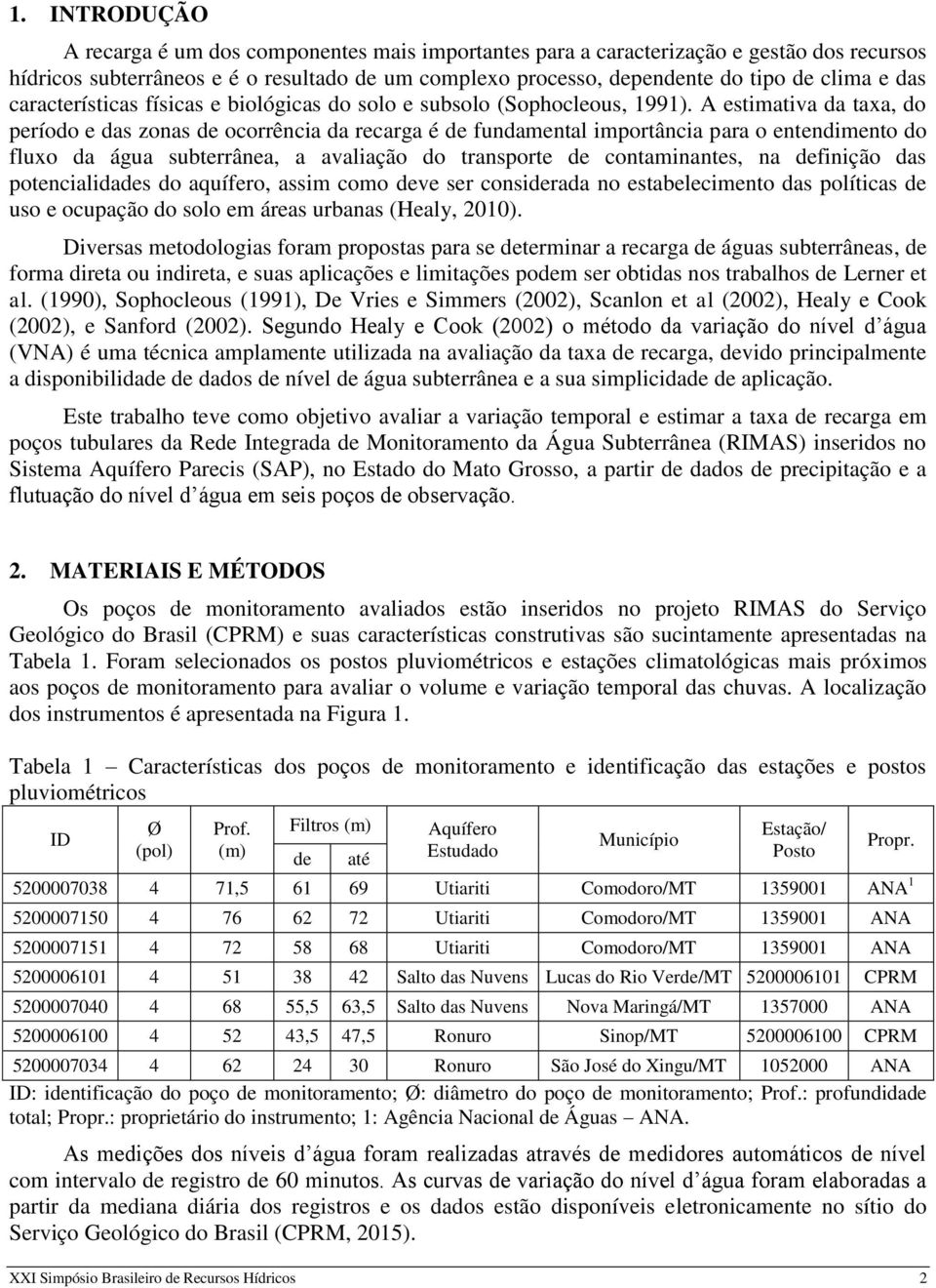 A estimativa da taxa, do período e das zonas de ocorrência da recarga é de fundamental importância para o entendimento do fluxo da água subterrânea, a avaliação do transporte de contaminantes, na