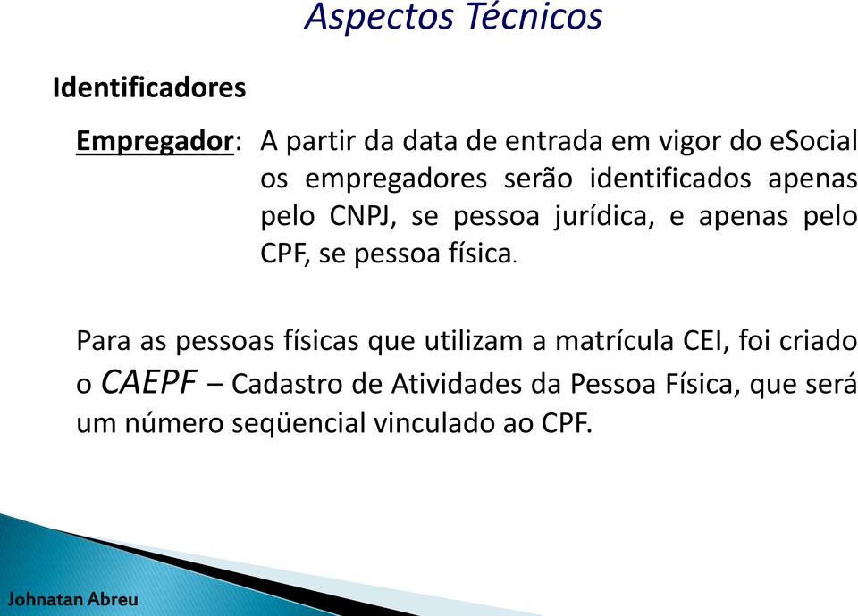 pelo CPF, se pessoa física.