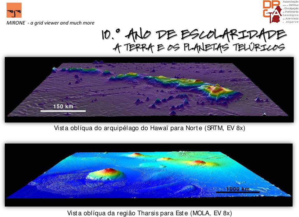 do Hawaï para Norte (SRTM, EV 8x) 1000 km Vista