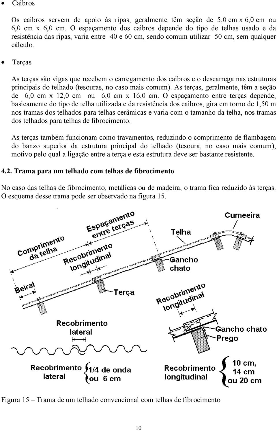 Terças As terças são vigas que recebem o carregamento dos caibros e o descarrega nas estruturas principais do telhado (tesouras, no caso mais comum).