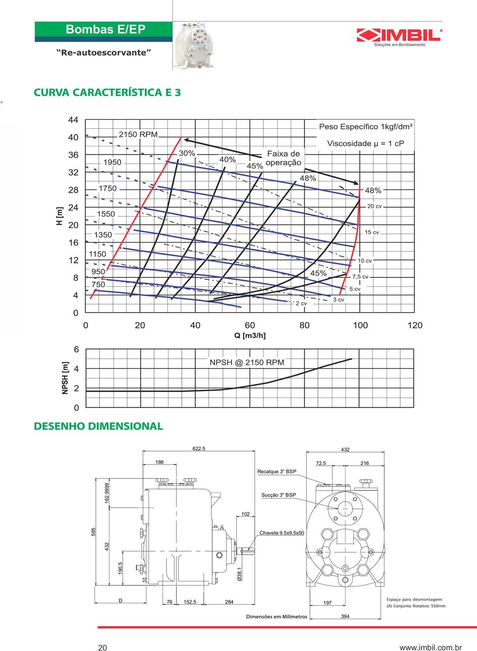 9999 102 Sucção 3" BSP Chaveta 9.5x9.