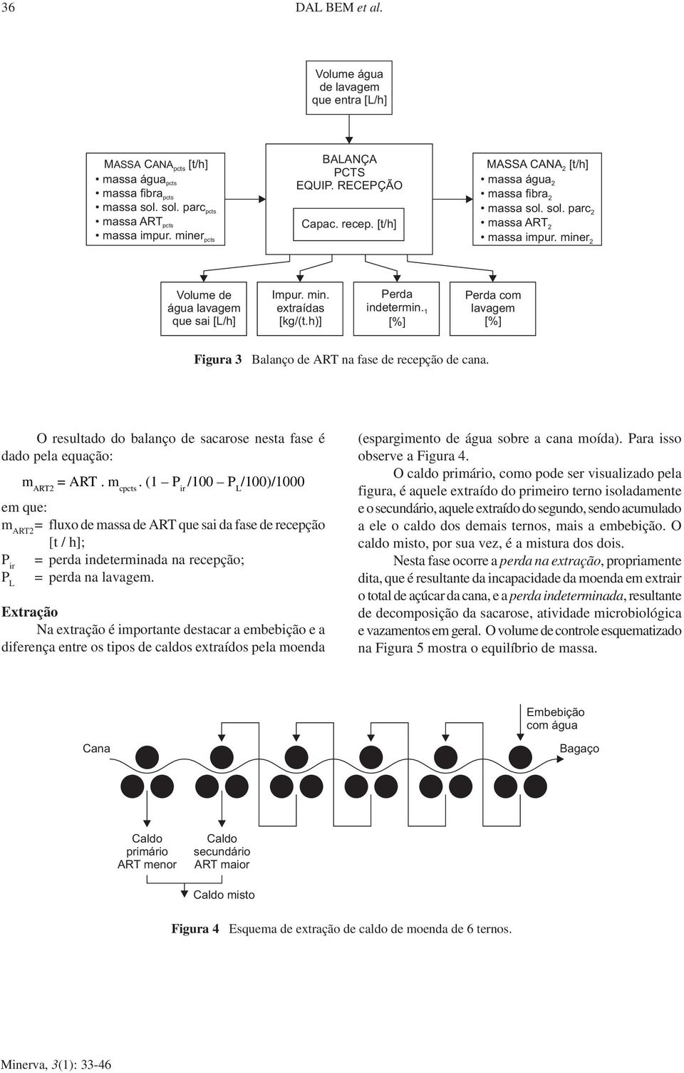 h)] Perda indetermin. 1 Perda com lavagem Figura 3 Balanço de ART na fase de recepção de cana. O resultado do balanço de sacarose nesta fase é dado pela equação: m ART2 = ART.