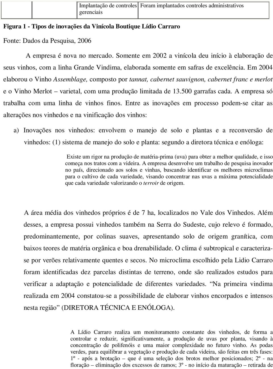 Em 2004 elaborou o Vinho Assemblage, composto por tannat, cabernet sauvignon, cabernet franc e merlot e o Vinho Merlot varietal, com uma produção limitada de 13.500 garrafas cada.