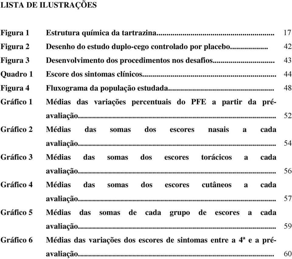 .. 48 Gráfico 1 Médias das variações percentuais do PFE a partir da préavaliação... 52 Gráfico 2 Médias das somas dos escores nasais a cada avaliação.