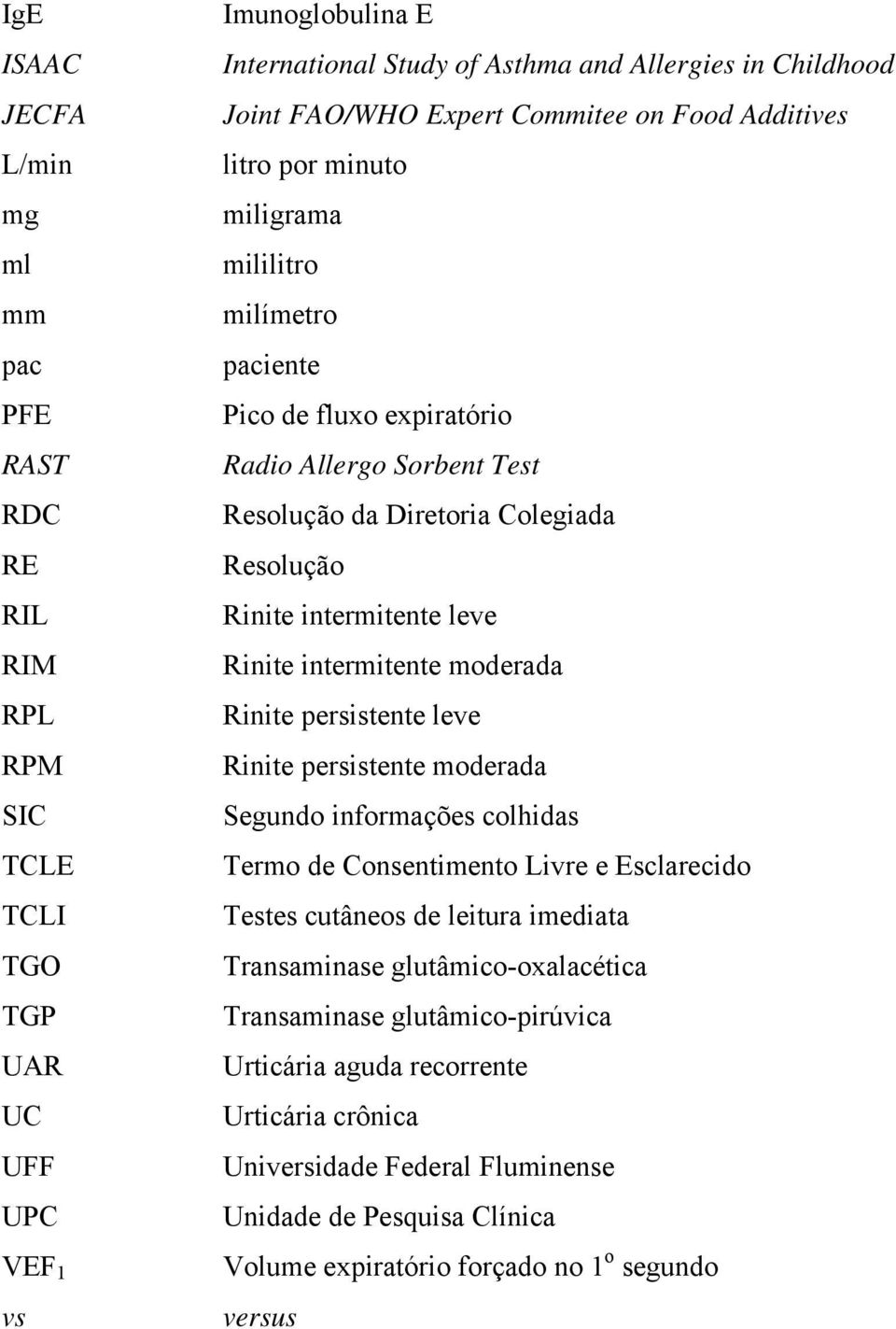 Rinite intermitente leve Rinite intermitente moderada Rinite persistente leve Rinite persistente moderada Segundo informações colhidas Termo de Consentimento Livre e Esclarecido Testes cutâneos de