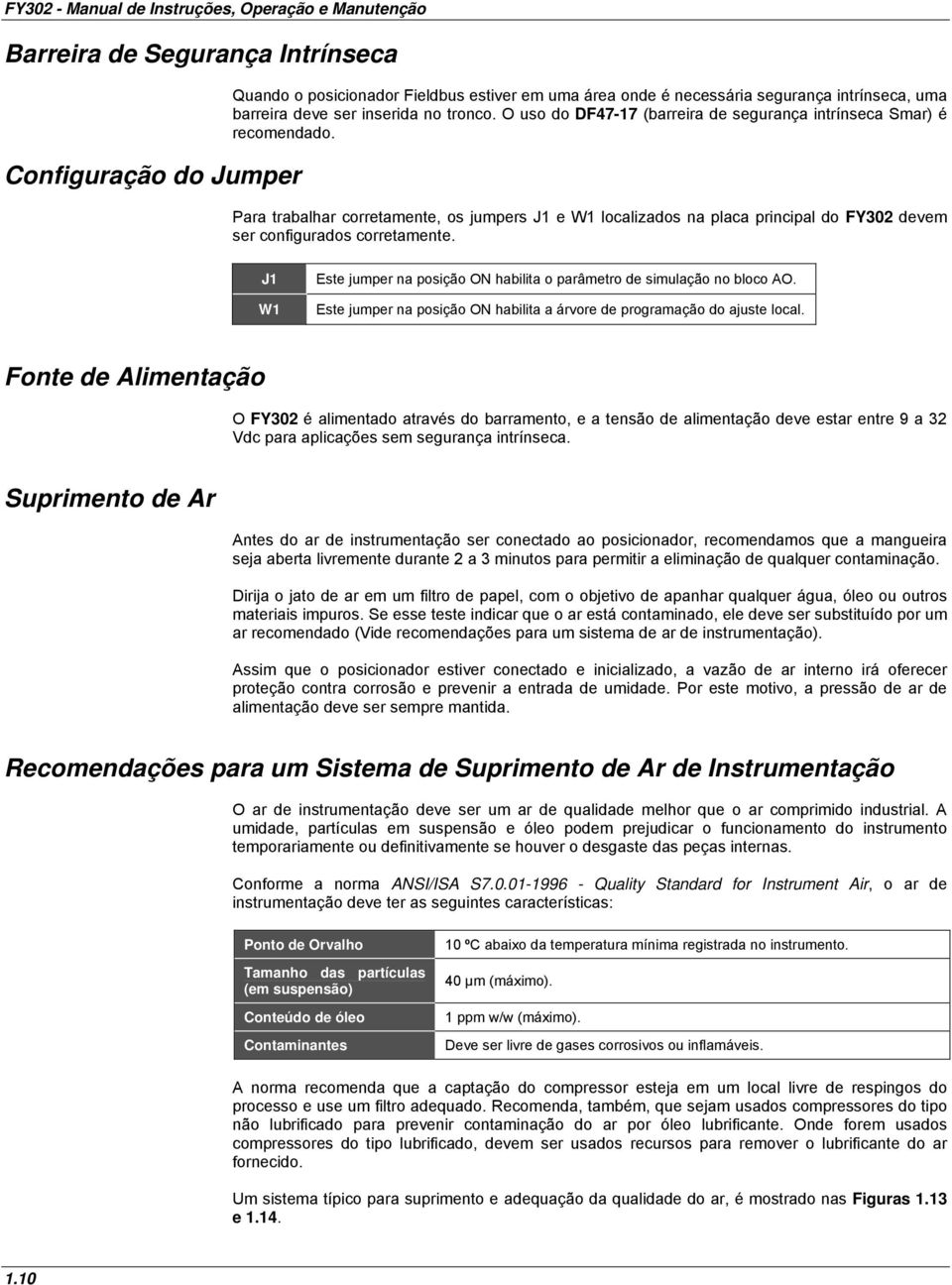 Para trabalhar corretamente, os jumpers J1 e W1 localizados na placa principal do FY302 devem ser configurados corretamente.