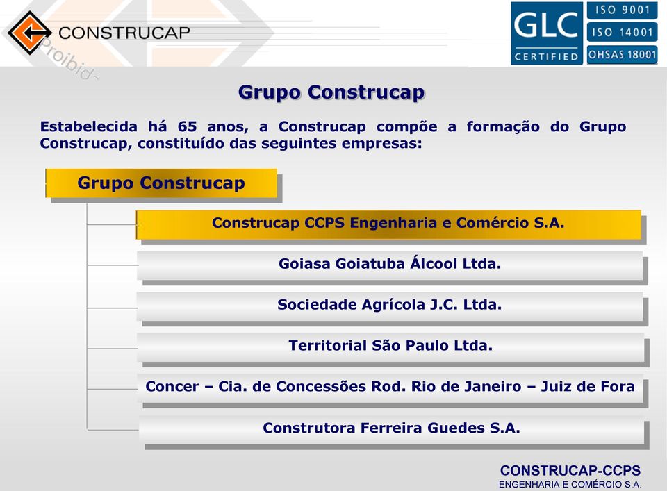 e Comércio S.A. Goiasa Goiatuba Álcool Ltda. Sociedade Agrícola J.C. Ltda. Territorial São Paulo Ltda.