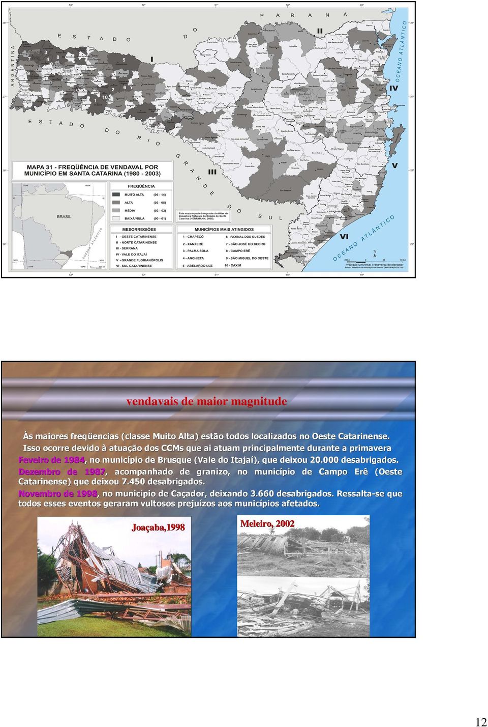 Isso ocorre devido à atuaç atuação dos CCMs que ai atuam principalmente durante a primavera Feveiro de 1984, 1984, no municí município de Brusque (Vale do Itajaí Itajaí), que