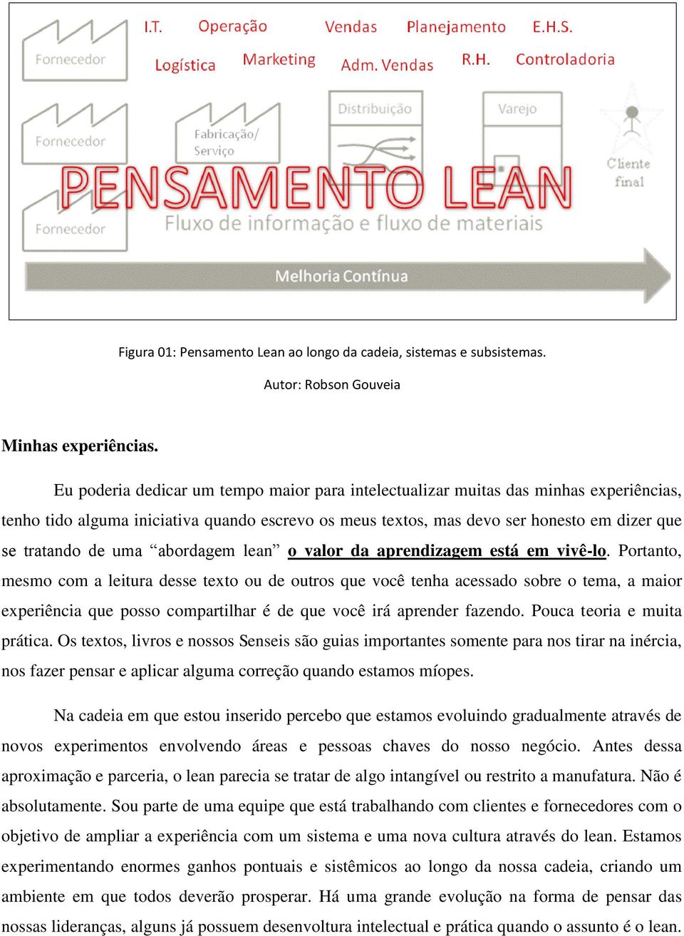 que se tratando de uma abordagem lean o valor da aprendizagem está em vivê-lo.