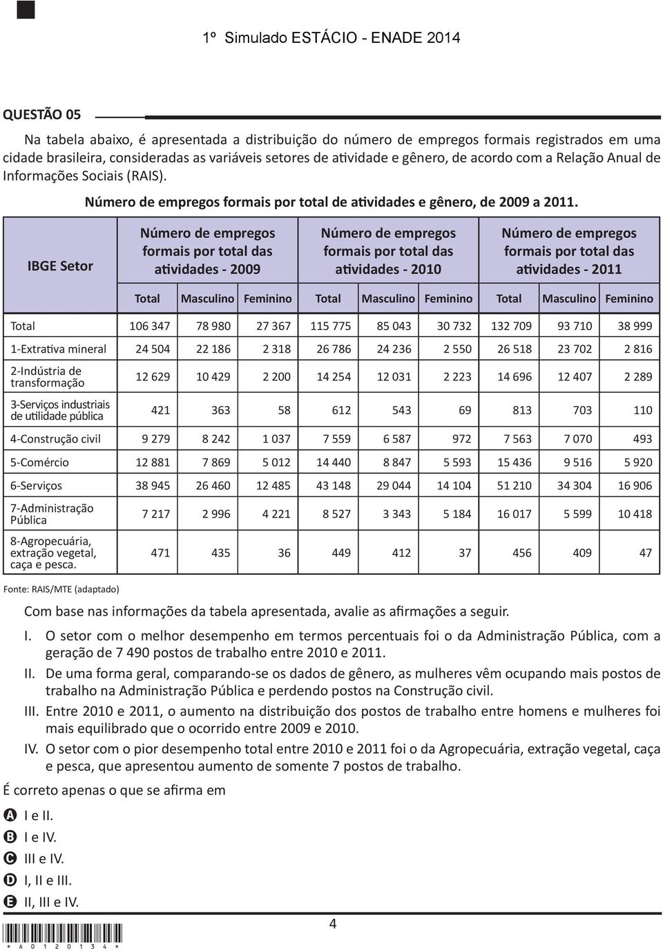 IBGE Setor Número de empregos formais por total das atividades - 2009 Número de empregos formais por total das atividades - 2010 Número de empregos formais por total das atividades - 2011 Total