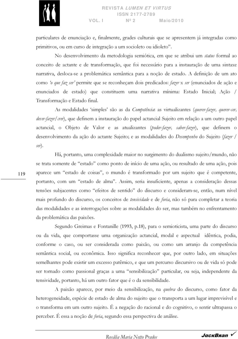 problemática semântica para a noção de estado.