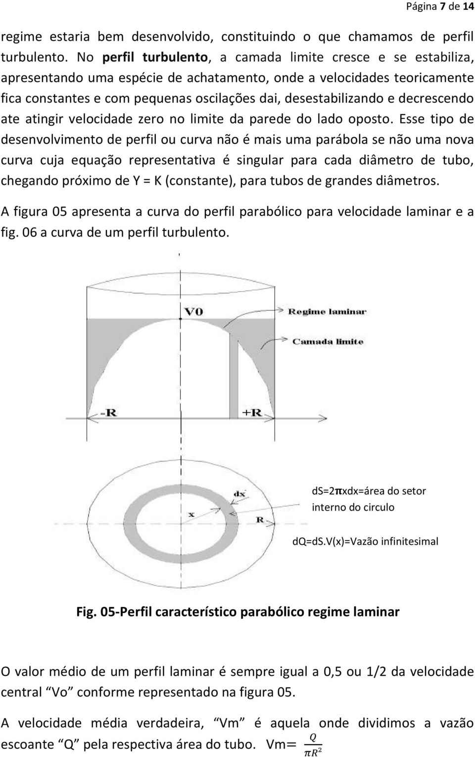 e decrescendo ate atingir velocidade zero no limite da parede do lado oposto.