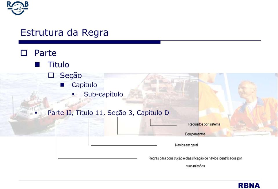 Requisitos por sistema Equipamentos Navios em geral