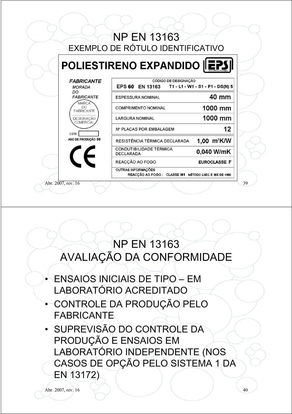 ACREDITADO CONTROLE DA PRODUÇÃO PELO FABRICANTE SUPREVISÃO DO CONTROLE DA PRODUÇÃO