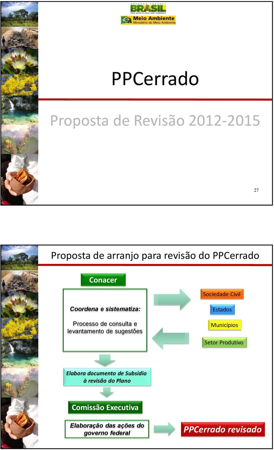 sugestões Estados Municípios Setor Produtivo Elabora documento de Subsídio à revisão do