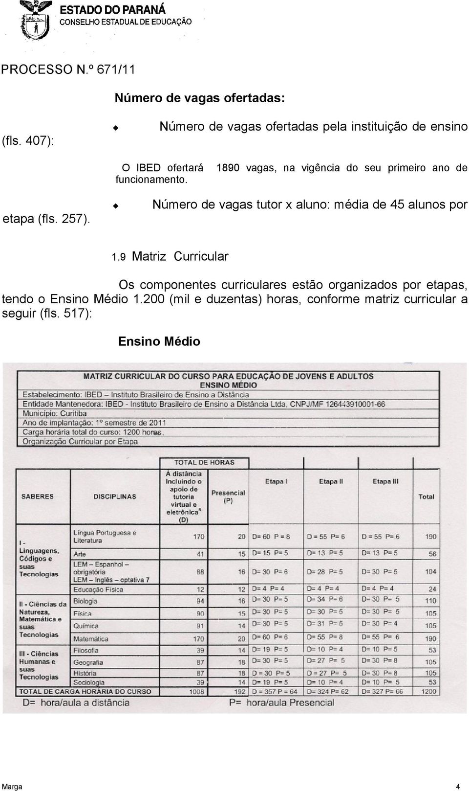 1890 vagas, na vigência do seu primeiro ano de etapa (fls. 257).