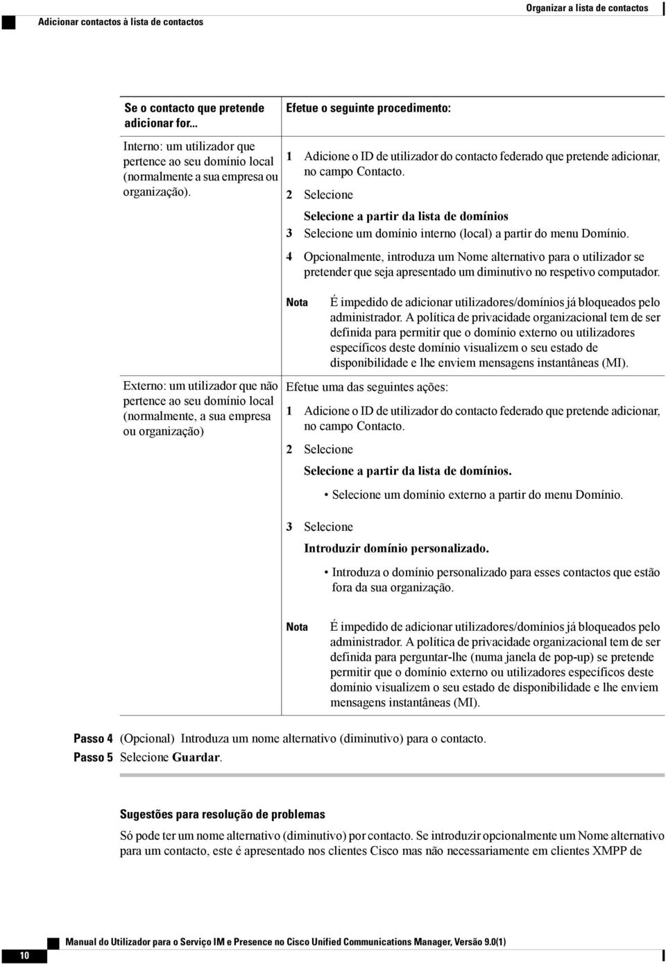 1 Adicione o ID de utilizador do contacto federado que pretende adicionar, no campo Contacto.